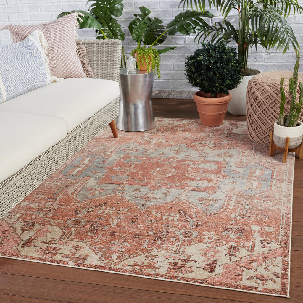 Vibe By Jaipur Living Priyah Indoor/ Outdoor Medallion Pink/ Gray Area Rug (2'6"X4')