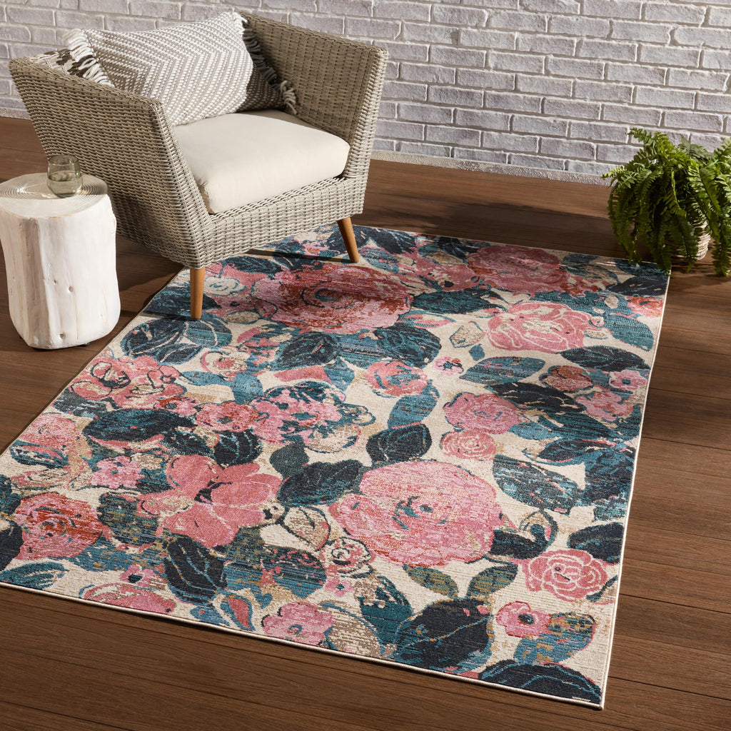 Vibe By Jaipur Living Illiana Indoor/ Outdoor Floral Pink/ Blue Area Rug (8'X10')