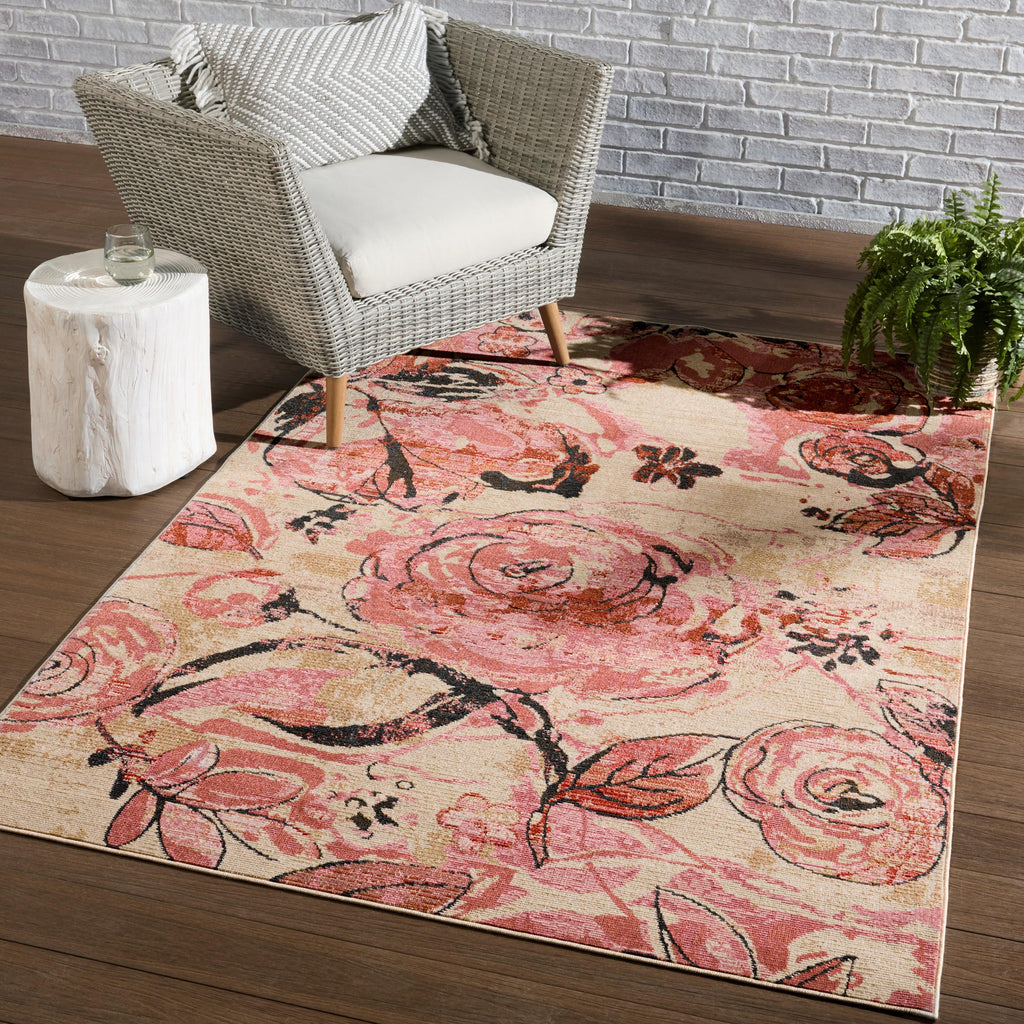 Vibe By Jaipur Living Hermione Indoor/ Outdoor Floral Pink/ Beige Area Rug (5'X7'3")