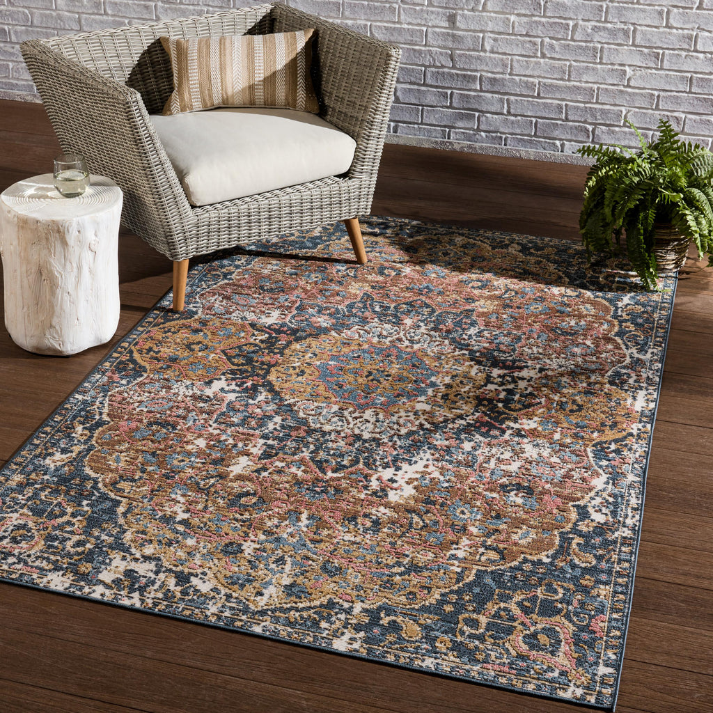 Vibe By Jaipur Living Akela Indoor/ Outdoor Medallion Dark Blue/ Multicolor Area Rug (8'X10')