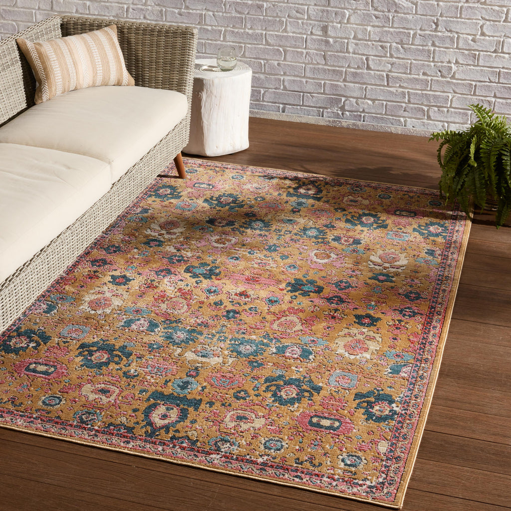 Vibe By Jaipur Living Azura Indoor/ Outdoor Medallion Pink/ Gold Area Rug (4'X5'7")