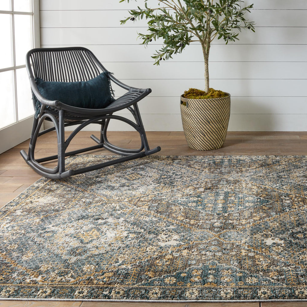 Vibe By Jaipur Living Julia Indoor/ Outdoor Medallion Blue/ Gold Runner Rug (2'6"X8')