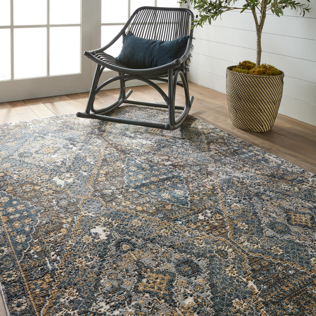 Vibe By Jaipur Living Julia Indoor/ Outdoor Medallion Blue/ Gold Runner Rug (2'6"X8')