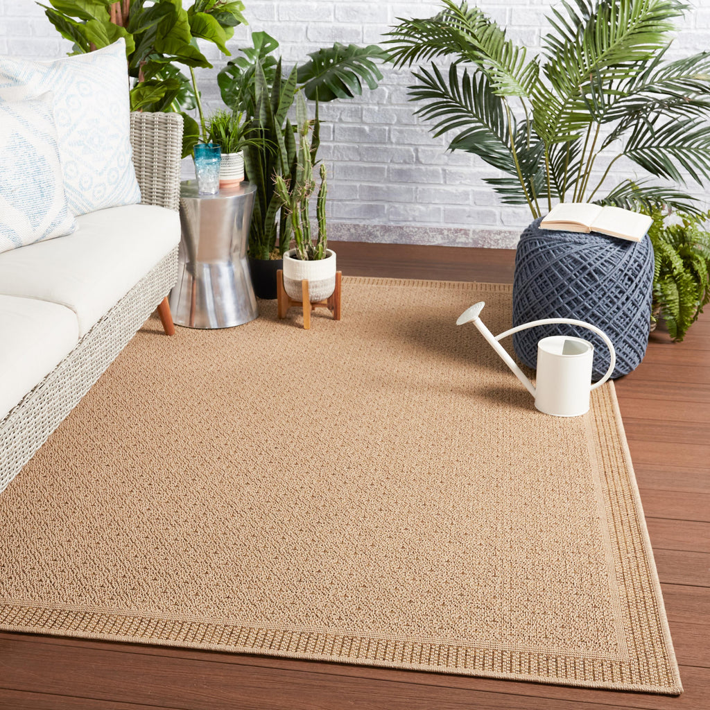 Vibe By Jaipur Living Maeva Indoor/ Outdoor Bordered Beige Runner Rug (2'6"X8')