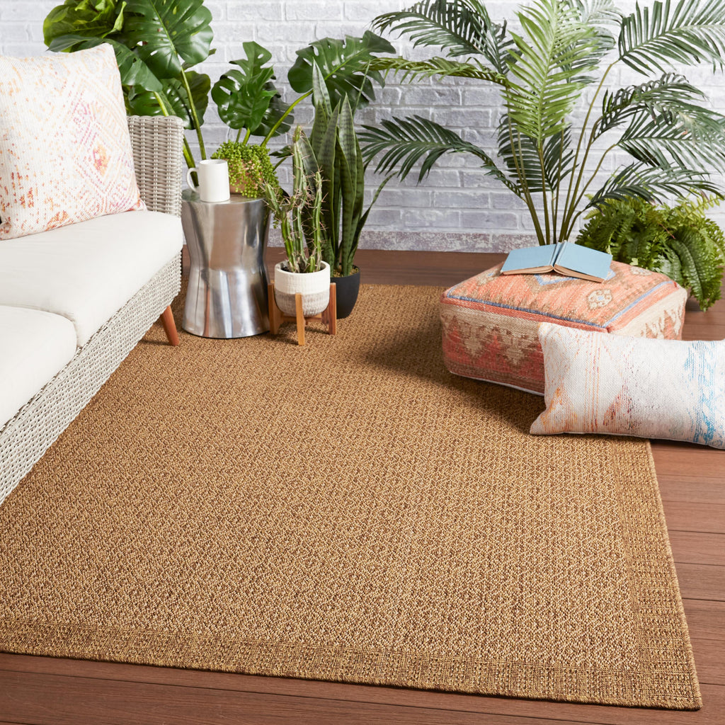 Vibe By Jaipur Living Maeva Indoor/ Outdoor Bordered Light Brown Runner Rug (2'6"X8')