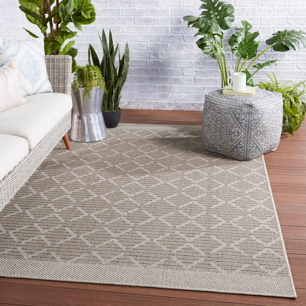 Vibe By Jaipur Living Motu Indoor/ Outdoor Trellis Gray/ Taupe Runner Rug (2'6"X8')