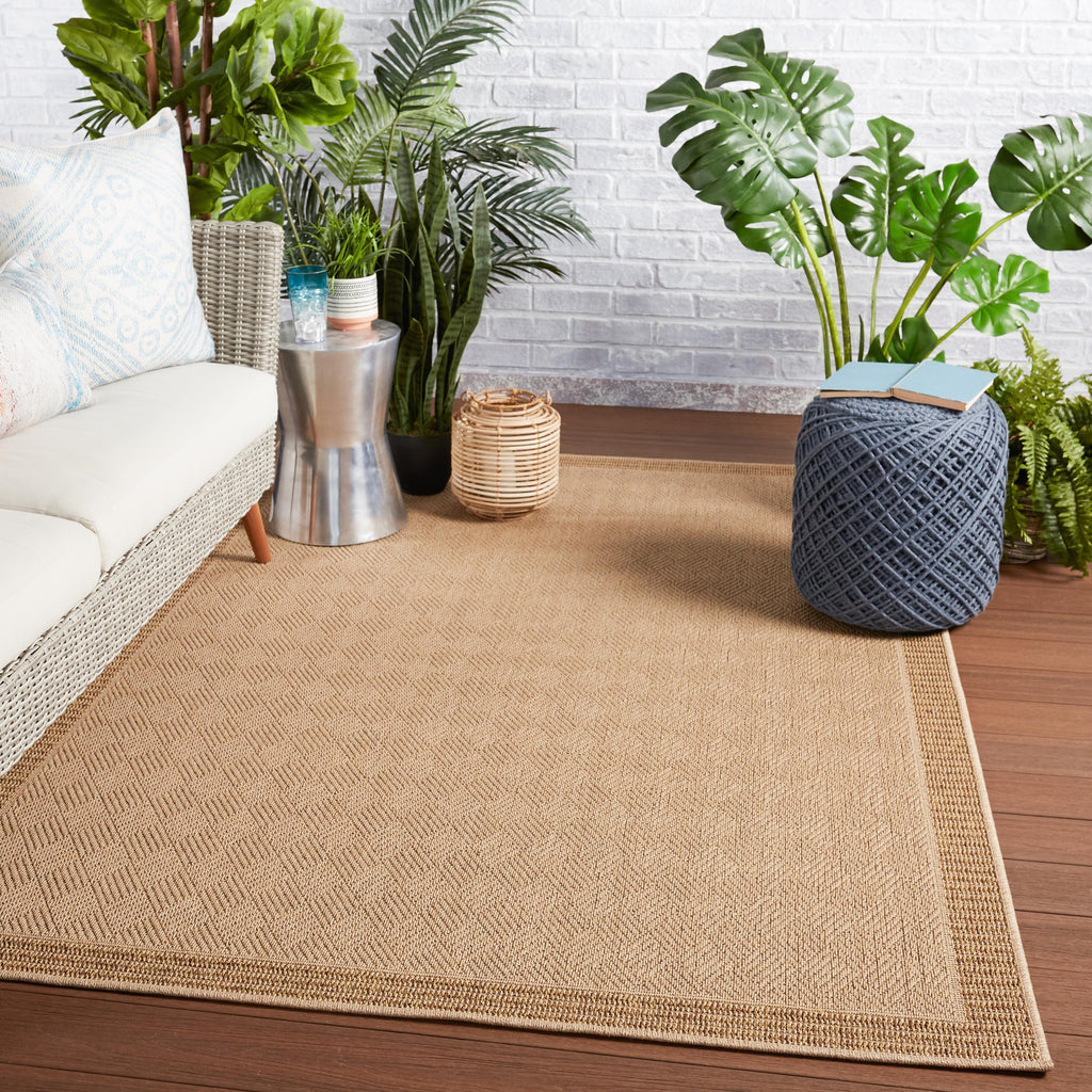 Vibe By Jaipur Living Pareu Indoor/ Outdoor Bordered Beige/ Light Brown Area Rug (10'X14')