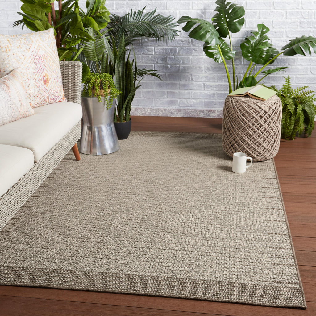 Vibe By Jaipur Living Poerava Indoor/ Outdoor Bordered Gray/ Taupe Runner Rug (2'6"X8')