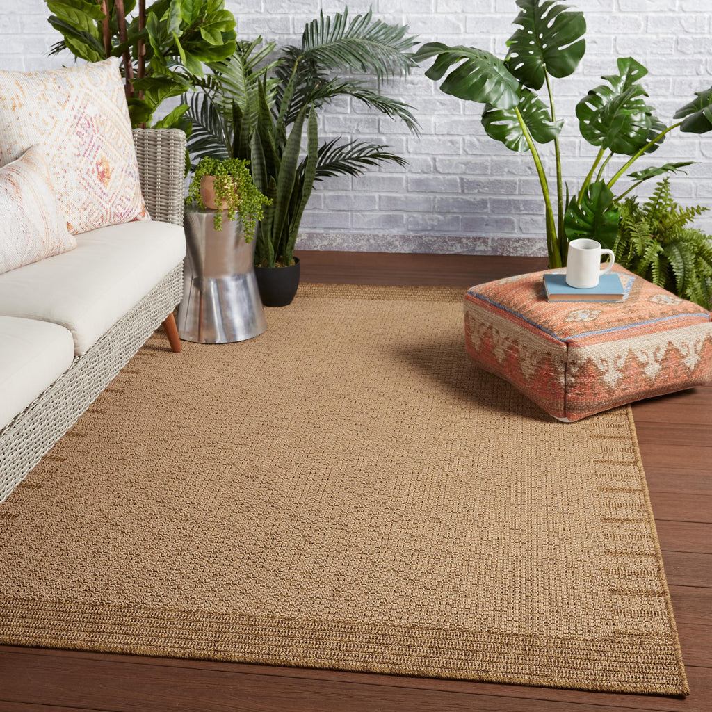 Vibe By Jaipur Living Poerava Indoor/ Outdoor Bordered Beige/ Light Brown Runner Rug (2'6"X8')