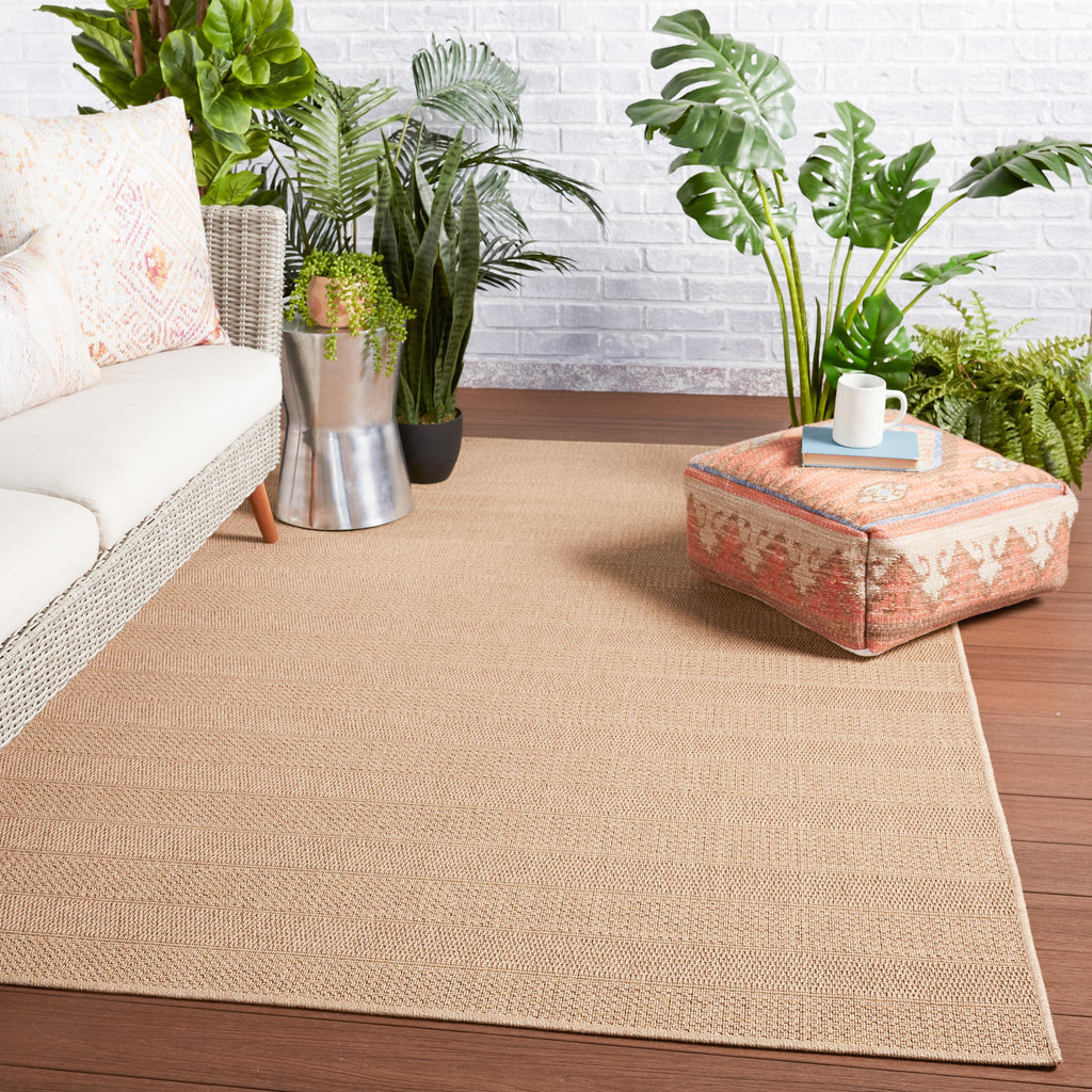 Vibe By Jaipur Living Avae Indoor/ Outdoor Striped Beige/ Light Brown Runner Rug (2'6"X8')