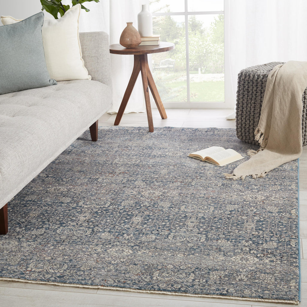 Jaipur Living Torryn Damask Gray/ Blue Runner Rug (3'X8')