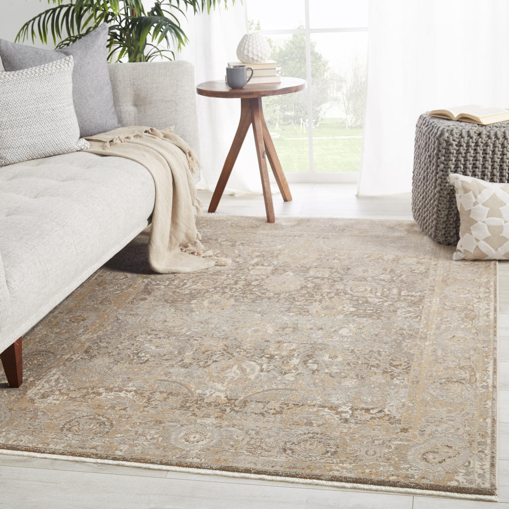 Jaipur Living Baptiste Oriental Dark Taupe/ Gold Area Rug (9'6"X12'6")