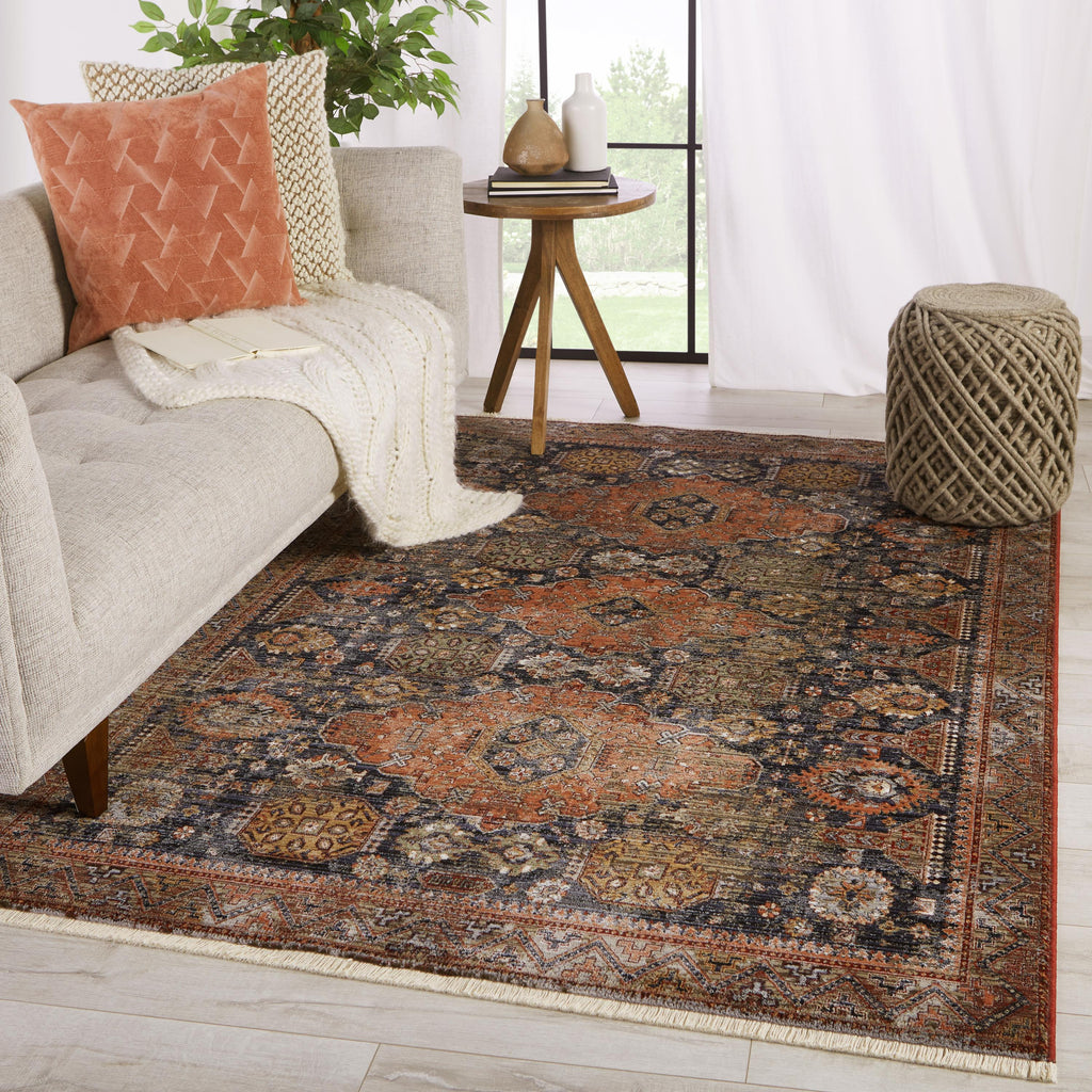 Vibe By Jaipur Living Razia Medallion Navy/ Orange Area Rug (8'X10'6")