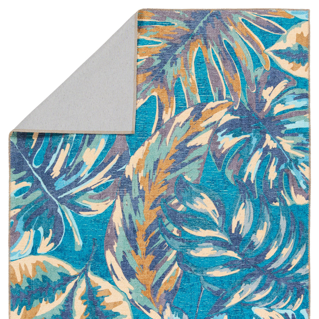 Cantania Powerloomed Indoor Floral Blue/ Beige Area Rug (7'6"X10')