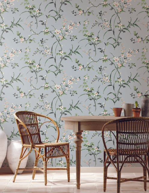 York Blossom Branches Light Grey Wallpaper