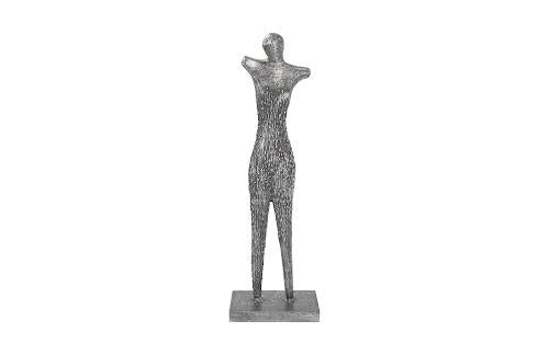 Phillips Abstract Female Sculpture on Stand Black/Silver Aluminum