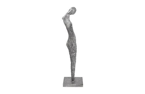 Phillips Abstract Female Sculpture on Stand Black/Silver Aluminum