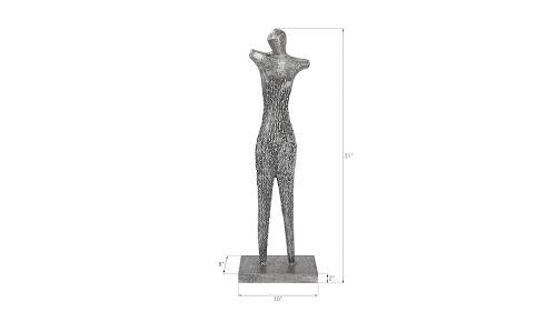 Phillips Abstract Female Sculpture on Stand Black/Silver Aluminum