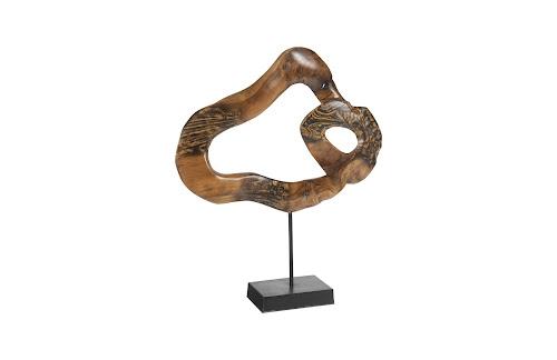 Phillips Carved Teak Swirl on Stand Brown