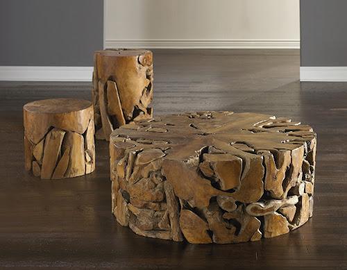 Phillips Teak Chunk Side Table Round