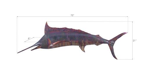 Phillips Blue Marlin Fish Wall Sculpture Resin Copper Patina Finish