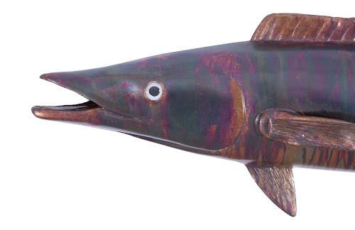 Phillips Wahoo Fish Wall Sculpture Resin Copper Patina Finish