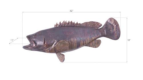 Phillips Estuary Cod Fish Wall Sculpture Resin Copper Patina Finish