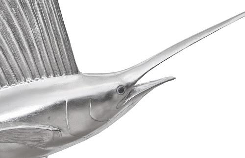 Phillips Sail Fish Wall Sculpture Resin Silver Leaf