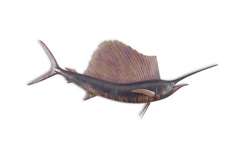 Phillips Sail Fish Wall Sculpture Resin Copper Patina Finish