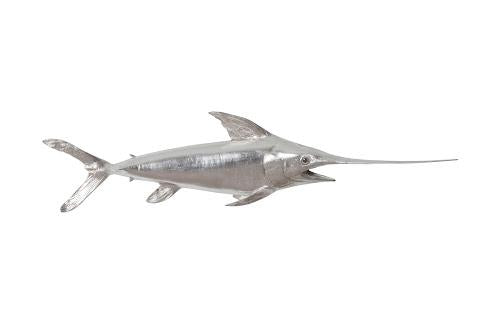 Phillips Broadbill Swordfish Fish Wall Sculpture Resin Silver Leaf