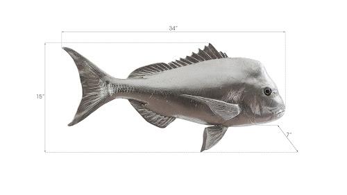 Phillips Australian Snapper Fish Wall Sculpture Resin Silver Leaf