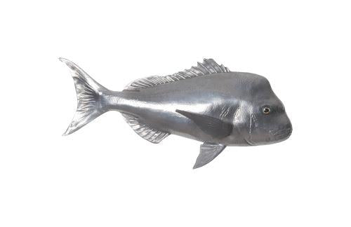 Phillips Australian Snapper Fish Wall Sculpture Resin Polished Aluminum Finish