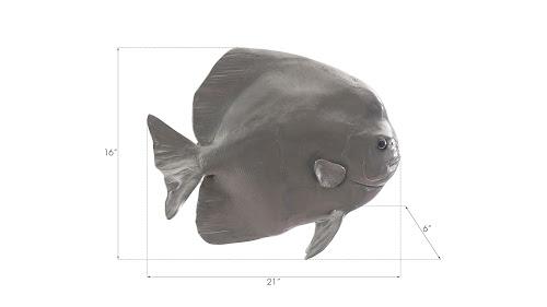 Phillips Australian Bat Fish Wall Sculpture Resin Polished Aluminum Finish