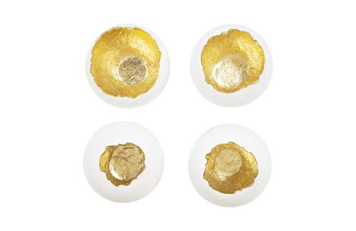 Phillips Broken Egg Wall Art White and Gold Leaf Set of 4