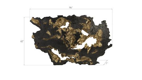 Phillips Burled Root Wall Art Large Black and Gold Leaf