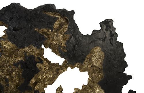 Phillips Burled Root Wall Art Large Black and Gold Leaf