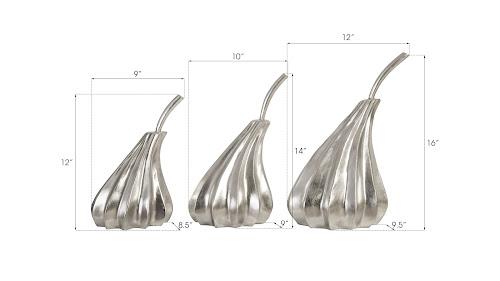 Phillips Hand Dipped Pears Set of 3 Silver Leaf