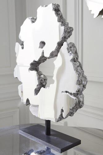 Phillips Lava Slice Sculpture on Stand Resin Stainless Steel