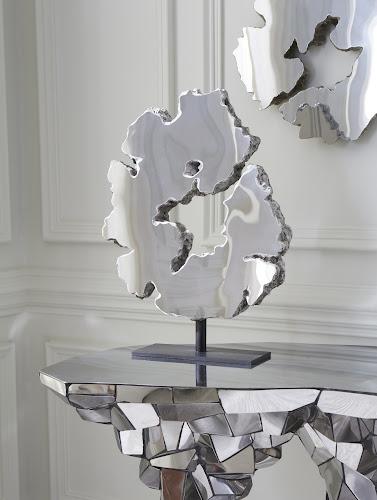 Phillips Lava Slice Sculpture on Stand Resin Stainless Steel