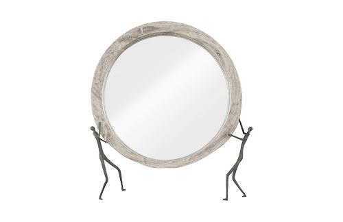 Phillips Atlas Mirror Chamcha Wood Gray Stone Finish Metal