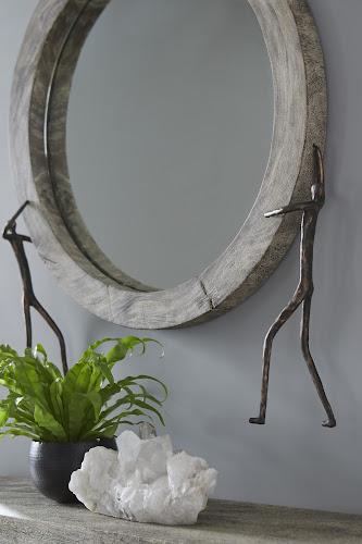 Phillips Atlas Mirror Chamcha Wood Gray Stone Finish Metal