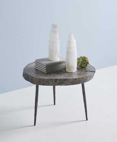 Phillips Crosscut Coffee Table Gray Stone Forged Legs