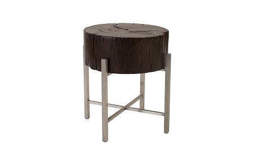 Phillips Nestled Cross Cut Side Table  Stainless Steel X Cross Leg 