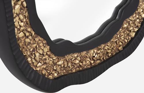 Phillips Geode Mirror, Black And Gold Matte