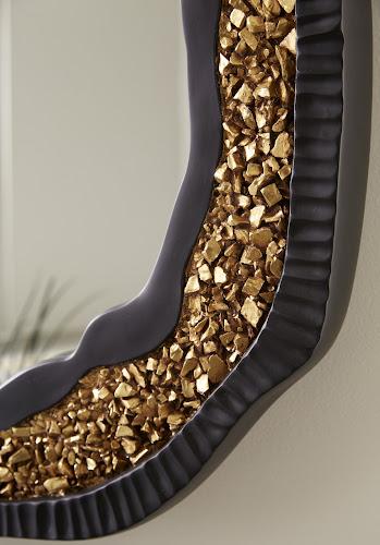 Phillips Geode Mirror, Black And Gold Matte