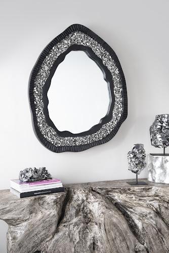 Phillips Geode Mirror, Black And Silver Matte