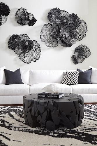 Phillips Flower Wall Art, Large, Black, Metal Black