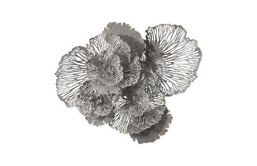 Phillips Flower Wall Art, Large, Gray, Metal Gray