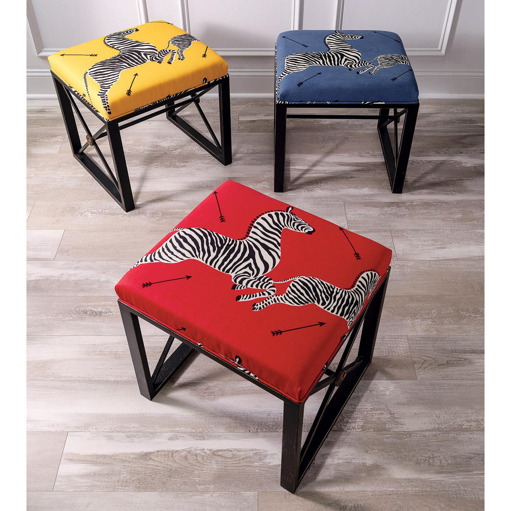 Scalamandre Maison Le Zebre Blue Bench