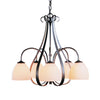 Hubbardton Forge Natural Iron Opal Glass (Gg) Sweeping Taper 5 Arm Chandelier